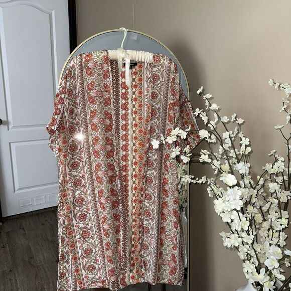 Ambiance  Sheer Long Floral Print Kimono Coverup Duster Size‎ S Fits Most - Picture 1 of 6